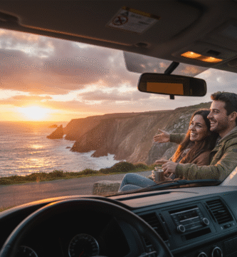 crear imagen: Imagen Medio Artículo (800x600): Composición: (Para insertar antes de la pregunta 7). Detalle del interior de la furgoneta, pero "real". Un par de tazas de café, un mapa desplegado sobre la mesa, una mochila. Desordenado pero acogedor. ALT: Aprendizajes y errores de una entrevista camper con una pareja gallega.